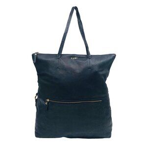 Luri Navy Genuine Embossed Leather Convertible Crossbody Bag